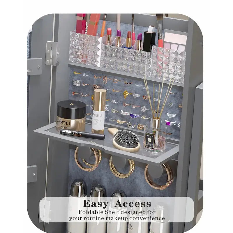 Armoire à bijoux miroir sur pied blanche, 1 personne