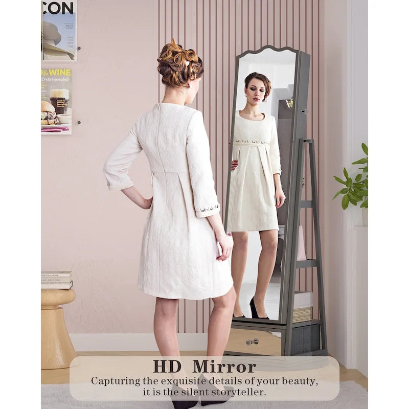 Armoire à bijoux miroir sur pied blanche, 1 personne