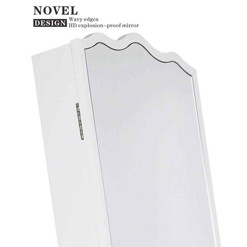 Armoire à bijoux miroir sur pied blanche, 1 personne