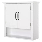 HOMCOM Armoire de salle de bain 3 étagères avec étagère réglable et 2 portes pour couloir, salon, blanc