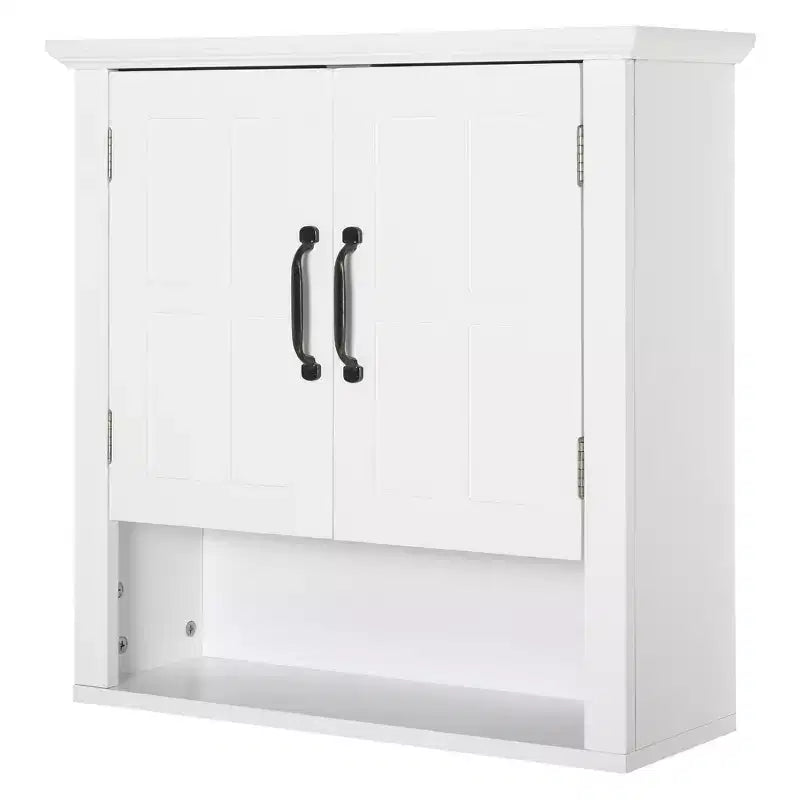 HOMCOM Armoire de salle de bain 3 étagères avec étagère réglable et 2 portes pour couloir, salon, blanc