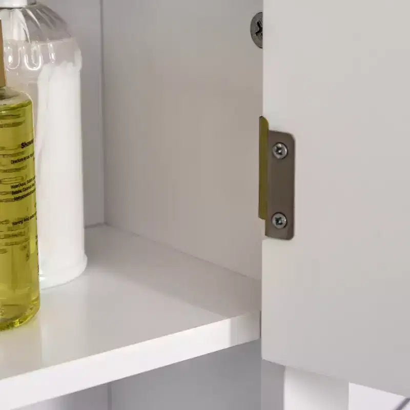 HOMCOM Armoire de salle de bain 3 étagères avec étagère réglable et 2 portes pour couloir, salon, blanc
