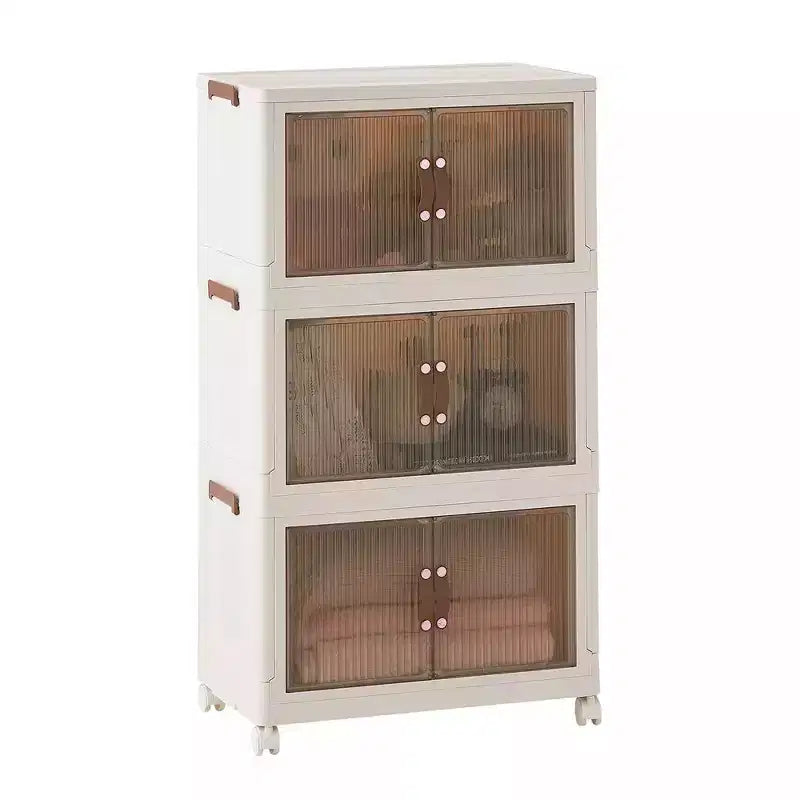 VECELO 38/50/62 Bacs de Rangement Pliables en Plastique, Casiers à Jouets/Organisateur de Vêtements Empilable avec Roues Verrouillables, Blanc