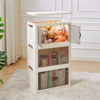 VECELO 38/50/62 Bacs de Rangement Pliables en Plastique, Casiers à Jouets/Organisateur de Vêtements Empilable avec Roues Verrouillables, Blanc