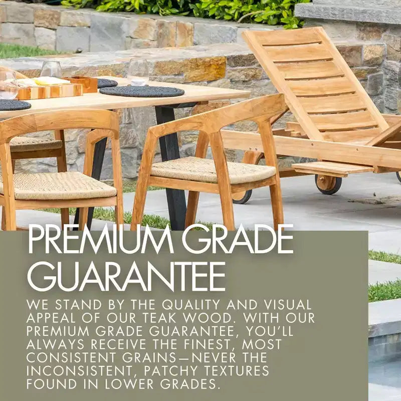 Chaise pliante de patio d'extérieur en teck naturel nordique avec accoudoirs - Beige