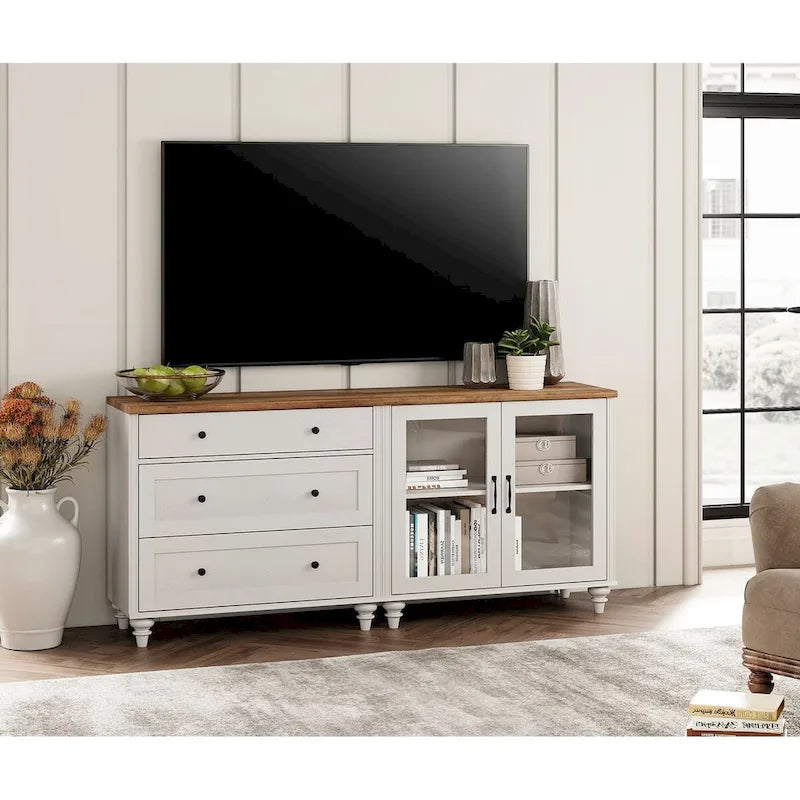 Bahut et commode 2-en-1 Off White 172 cm, montage par 1 personne