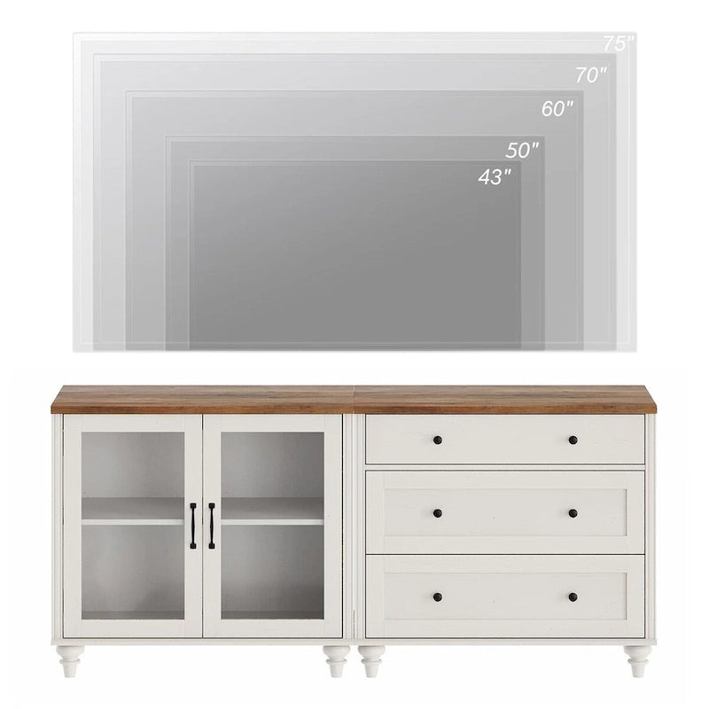 Bahut et commode 2-en-1 Off White 172 cm, montage par 1 personne