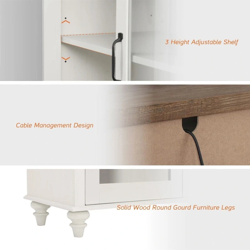 Bahut et commode 2-en-1 Off White 172 cm, montage par 1 personne