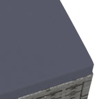 Repose-pieds d'extérieur en rotin PE gris/noir avec coussin crème, 1 personne