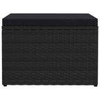 Repose-pieds d'extérieur en rotin PE gris/noir avec coussin crème, 1 personne