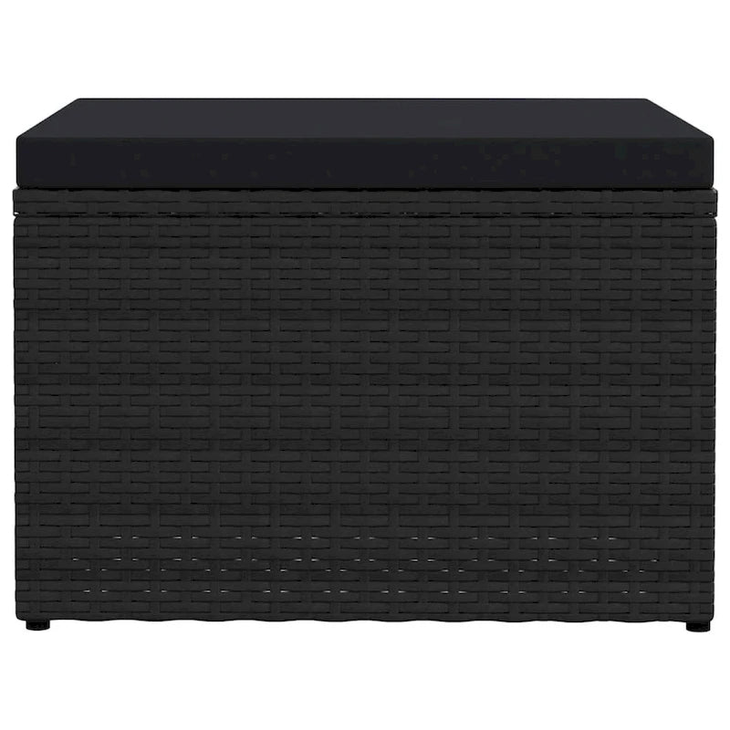 Repose-pieds d'extérieur en rotin PE gris/noir avec coussin crème, 1 personne
