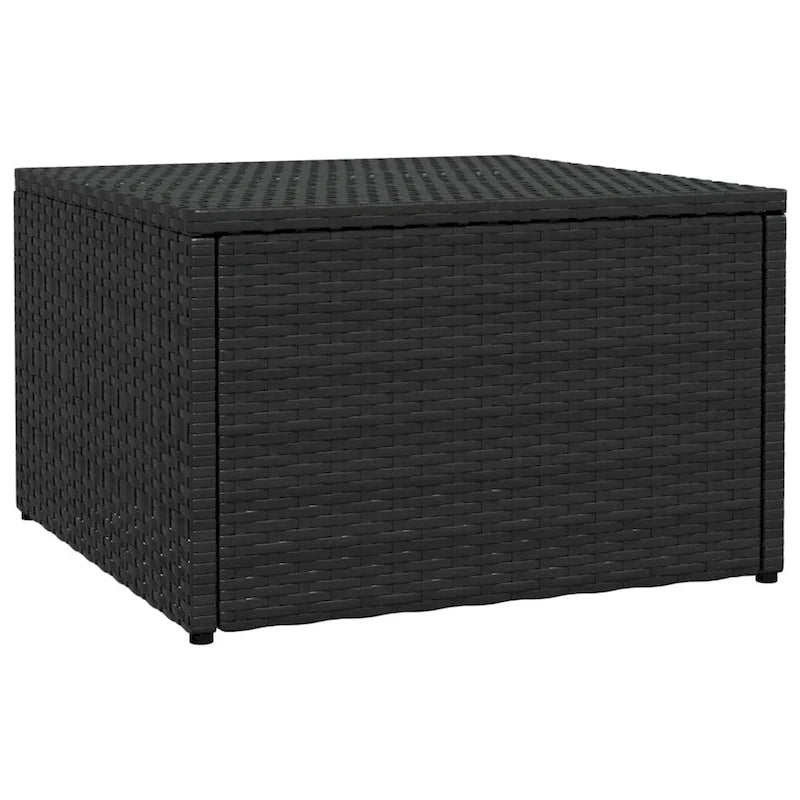 Repose-pieds d'extérieur en rotin PE gris/noir avec coussin crème, 1 personne