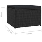 Repose-pieds d'extérieur en rotin PE gris/noir avec coussin crème, 1 personne