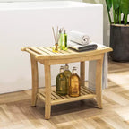 Banc de douche en bambou avec étagères de rangement, capacité de 150 kg, imperméable