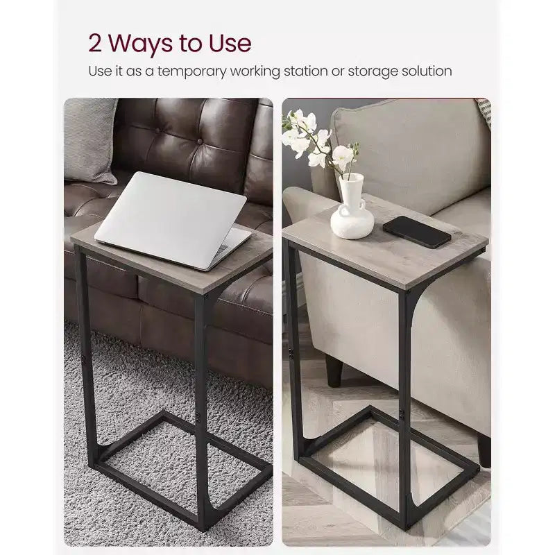 VASAGLE Table d'appoint en forme de C Table de chevet Table basse Table TV pour salon chambre à coucher
