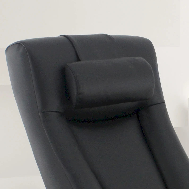 Fauteuil inclinable et ottoman 1 place en cuir pleine fleur noir avec surmatelas