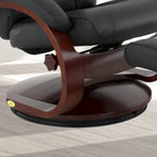 Fauteuil inclinable et ottoman 1 place en cuir pleine fleur noir avec surmatelas