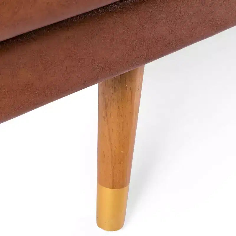 Christopher Knight Home Jalon Canapé trois places capitonné en similicuir avec coussins cylindriques, marron cognac/noyer foncé