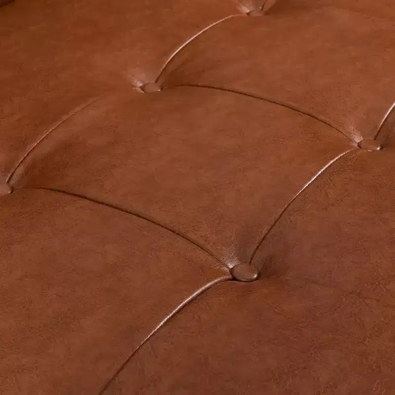 Christopher Knight Home Jalon Canapé trois places capitonné en similicuir avec coussins cylindriques, marron cognac/noyer foncé