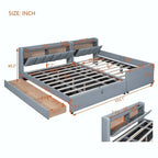 Lit Plateforme En Similicuir Beige/Gris Avec Rangement, Mère et Enfant, 2 Personnes