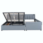 Lit Plateforme En Similicuir Beige/Gris Avec Rangement, Mère et Enfant, 2 Personnes