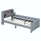 Lit Plateforme En Similicuir Beige/Gris Avec Rangement, Mère et Enfant, 2 Personnes