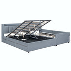 Lit Plateforme En Similicuir Beige/Gris Avec Rangement, Mère et Enfant, 2 Personnes