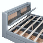 Lit Plateforme En Similicuir Beige/Gris Avec Rangement, Mère et Enfant, 2 Personnes