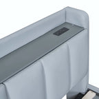 Lit Plateforme En Similicuir Beige/Gris Avec Rangement, Mère et Enfant, 2 Personnes