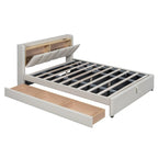 Lit Plateforme En Similicuir Beige/Gris Avec Rangement, Mère et Enfant, 2 Personnes