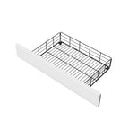 Lit plate-forme en métal blanc et doré avec 2 tiroirs, Queen, 2 couchages