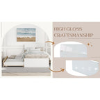 Lit gigogne blanc ultra-brillant avec tiroir-lit, 1 place