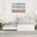 Lit gigogne blanc ultra-brillant avec tiroir-lit, 1 place