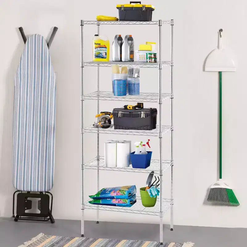 Étagère métallique à 6 niveaux FDW, modulable, robuste, rayonnage de rangement, étagères de garage