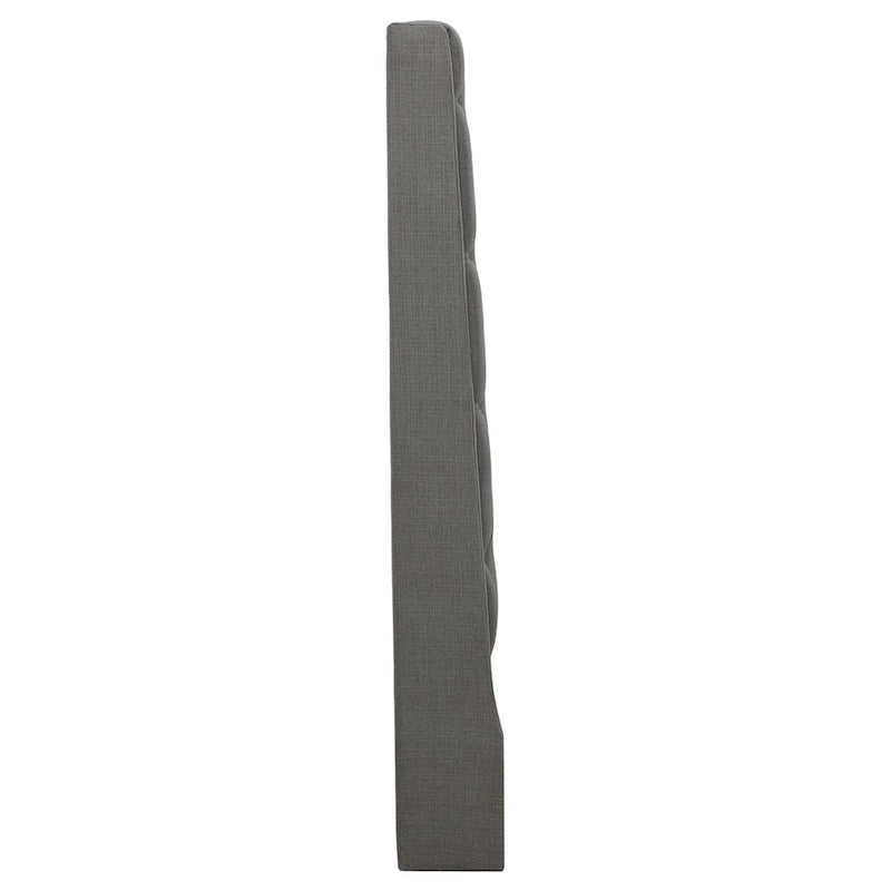Tête de lit capitonnée en tissu gris – avec boutons touffetés, King / Queen