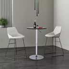 Table de bar FDW avec base chromée élégante et plateau noir, parfaite pour la salle à manger et la cuisine, Noir