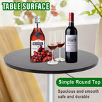Table de bar FDW avec base chromée élégante et plateau noir, parfaite pour la salle à manger et la cuisine, Noir