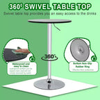 Table de bar FDW avec base chromée élégante et plateau noir, parfaite pour la salle à manger et la cuisine, Noir