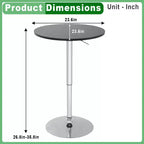 Table de bar FDW avec base chromée élégante et plateau noir, parfaite pour la salle à manger et la cuisine, Noir