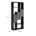 Vitrine Noire et Grise – 7 étagères, 3 portes, 175 cm de hauteur