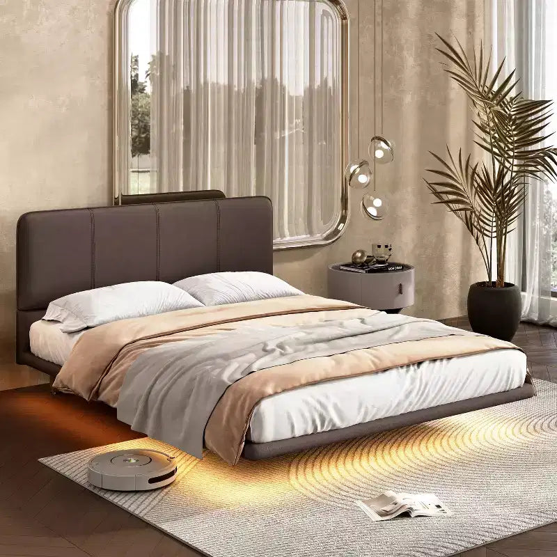 Lit flottant moderne Christopher Knight Home Korli grand format rembourré avec éclairage DEL