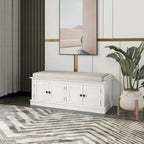Banc de rangement 4 portes avec coussin, 1 personne, Blanc / Gris / Espresso / Bleu marine