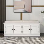 Banc de rangement 4 portes avec coussin, 1 personne, Blanc / Gris / Espresso / Bleu marine