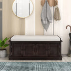 Banc de rangement 4 portes avec coussin, 1 personne, Blanc / Gris / Espresso / Bleu marine