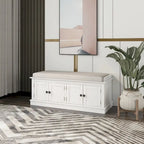 Banc de rangement 4 portes avec coussin, 1 personne, Blanc / Gris / Espresso / Bleu marine