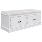 Banc de rangement 4 portes avec coussin, 1 personne, Blanc / Gris / Espresso / Bleu marine