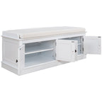 Banc de rangement 4 portes avec coussin, 1 personne, Blanc / Gris / Espresso / Bleu marine
