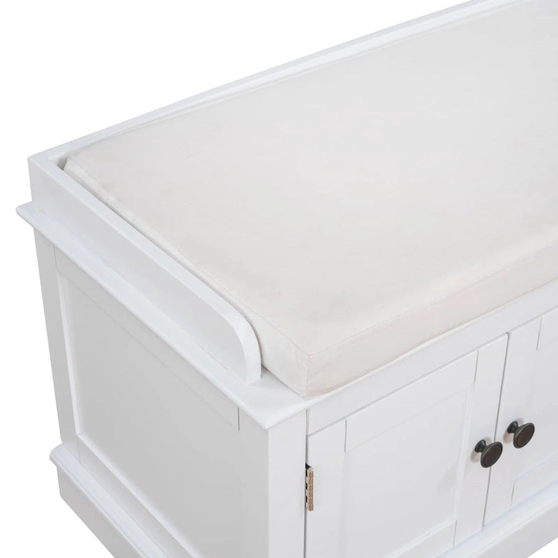 Banc de rangement 4 portes avec coussin, 1 personne, Blanc / Gris / Espresso / Bleu marine