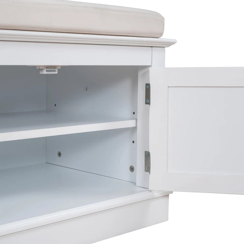 Banc de rangement 4 portes avec coussin, 1 personne, Blanc / Gris / Espresso / Bleu marine