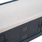 Banc de rangement 4 portes avec coussin, 1 personne, Blanc / Gris / Espresso / Bleu marine